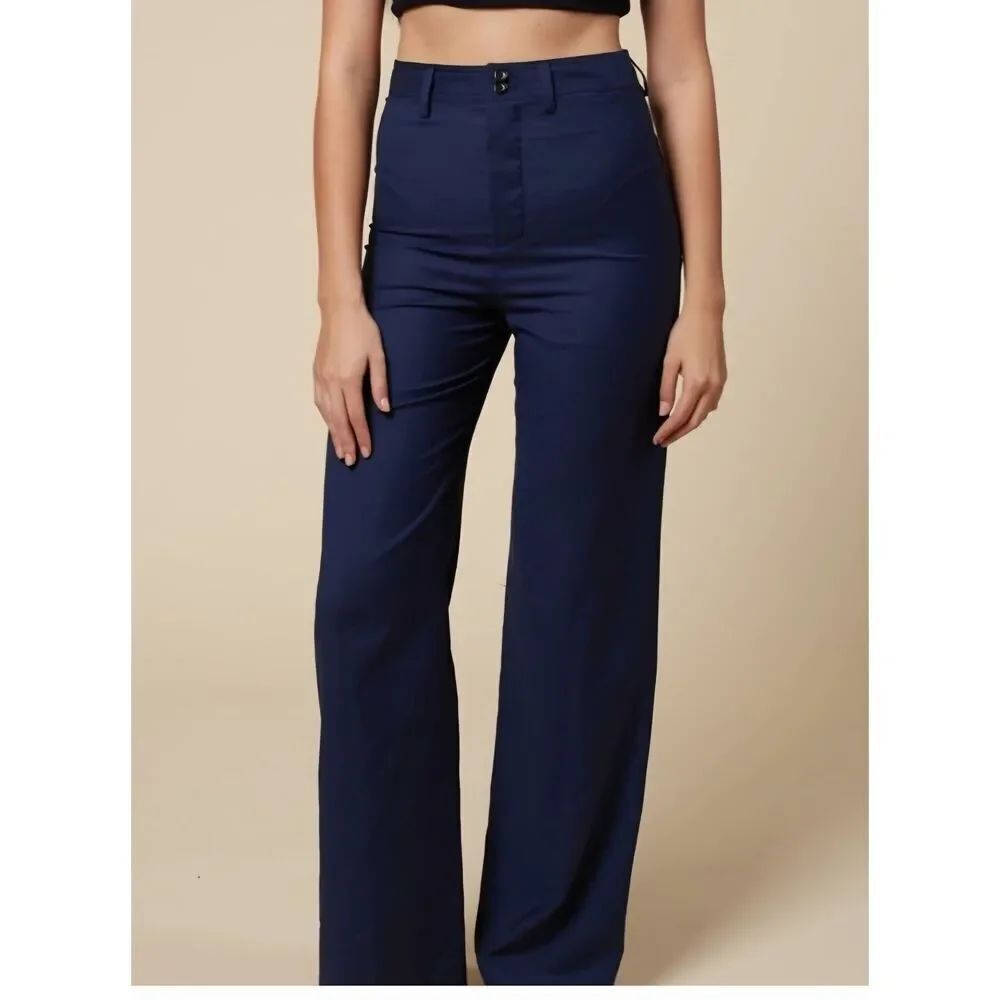 Creatures of Comfort 100% Wool Moon Trouser In Blue Sz 4